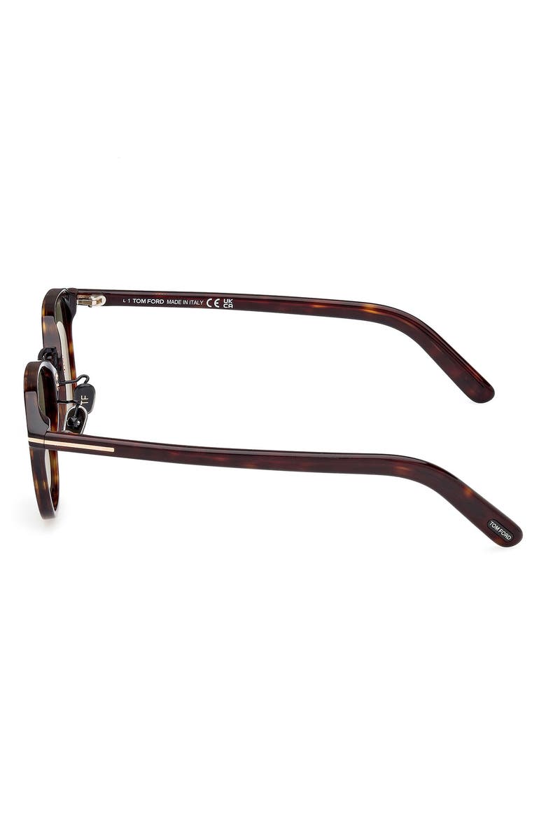 TOM FORD 50mm Square Sunglasses, Alternate, color, Dark Havana / Green