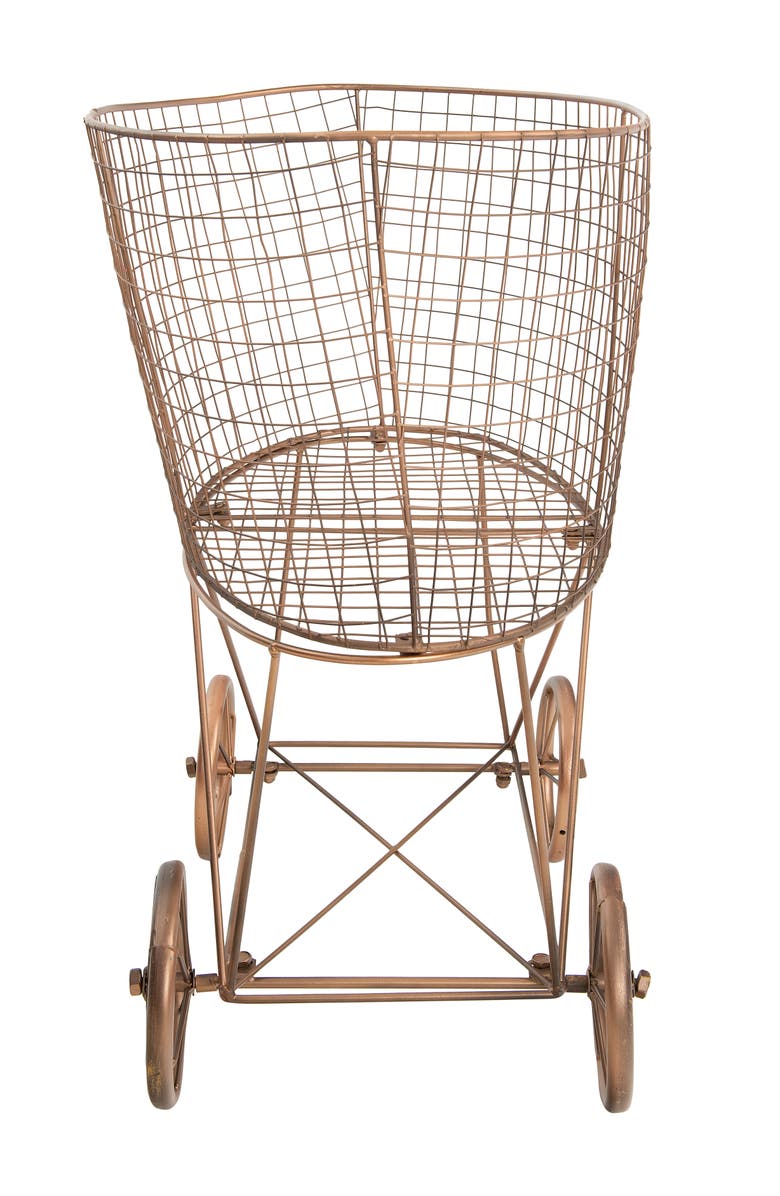 Storied Home Metal Rolling Laundry Cart with Rack, Copper, Alternate, color, Gold