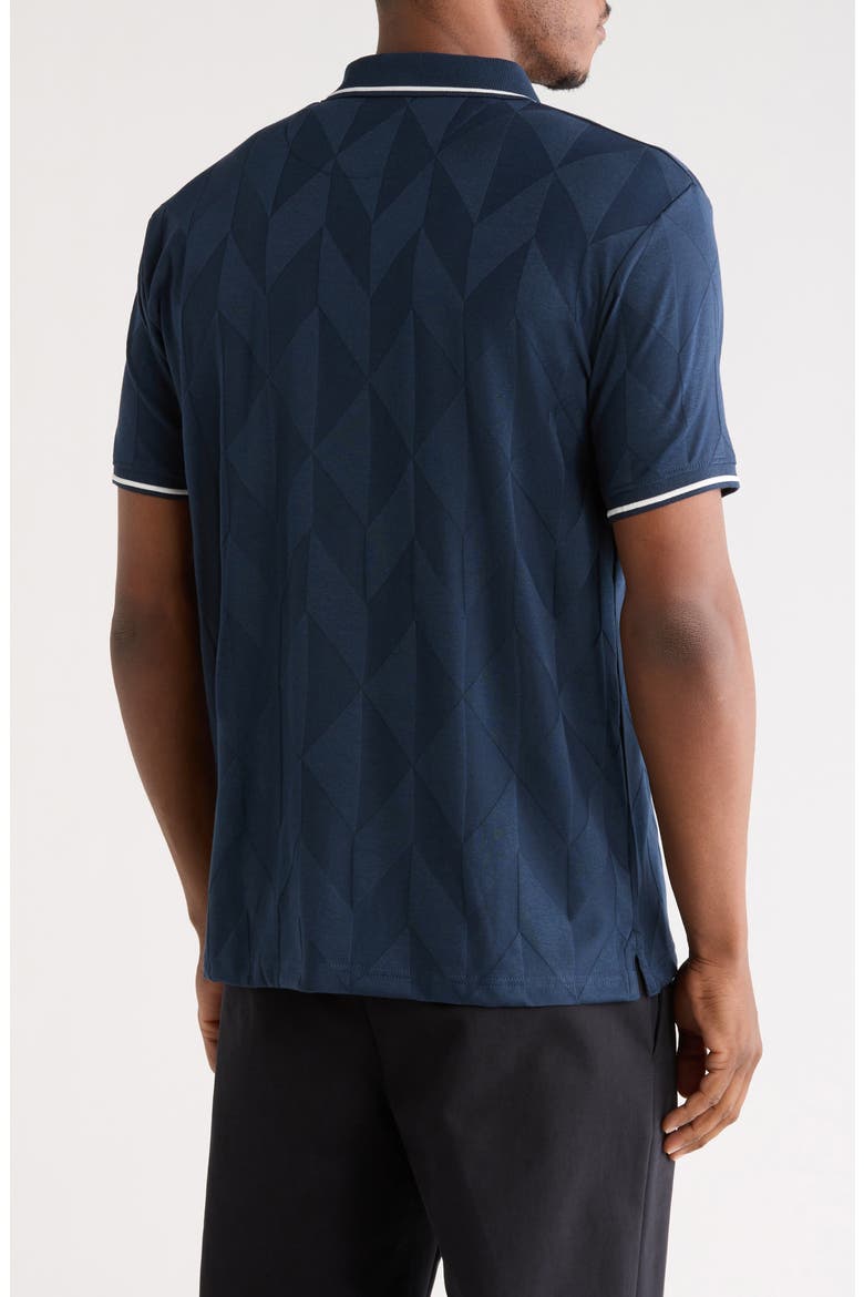 Geometric Textured Quarter Zip Polo, Alternate, color, NAVY
