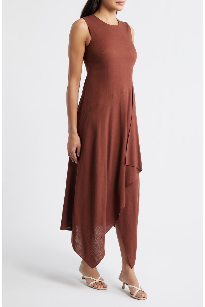 Sleeveless Linen Midi Dress, Alternate, color, BROWN