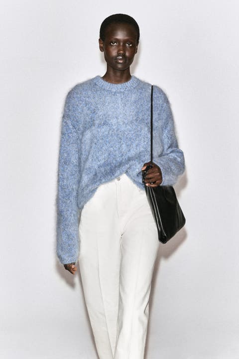 Two-Tone Brushed-Cashmere Sweater