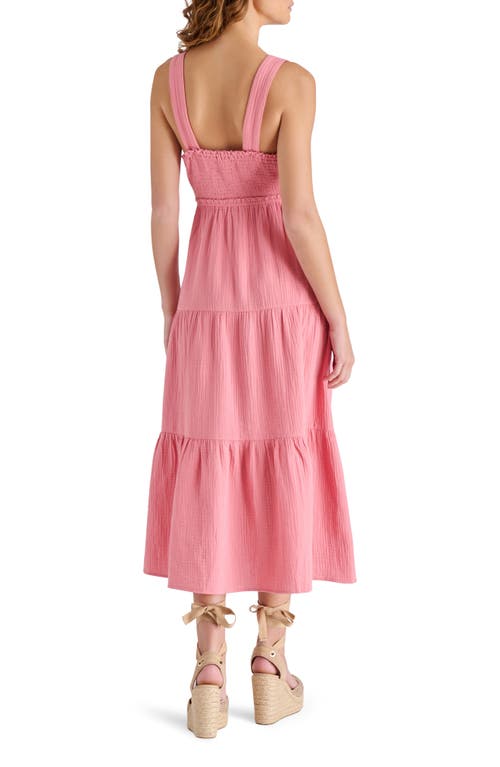 Steve Madden Amira Tiered Cotton Midi Dress In Mauve Glow