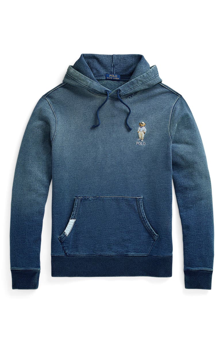 Polo Ralph Lauren Polo Bear Indigo French Terry Hoodie, Alternate, color,