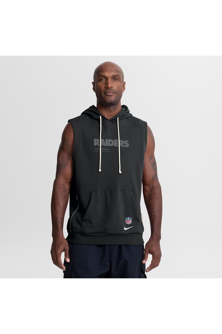 Men's Nike Black Las Vegas Raiders Sideline Standard Issue Dri-FIT Sleeveless Hoodie, Main, color, Black