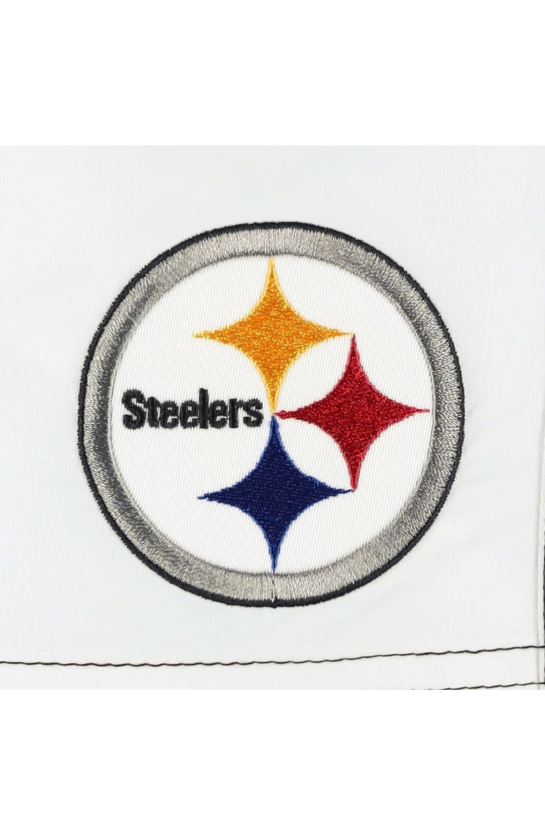 G-III SPORTS BY CARL BANKS Men's G-III Sports by Carl Banks Black/White Pittsburgh Steelers Ocean Tide Swim Trunks, Alternate, color, 