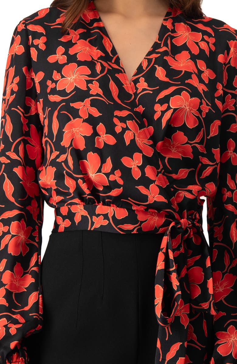 IVONNE Floral Wrap Blouse with Tie Waist, Alternate, color,