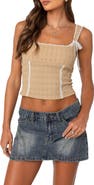 EDIKTED Lace Trim Stretch Cotton Crop Top