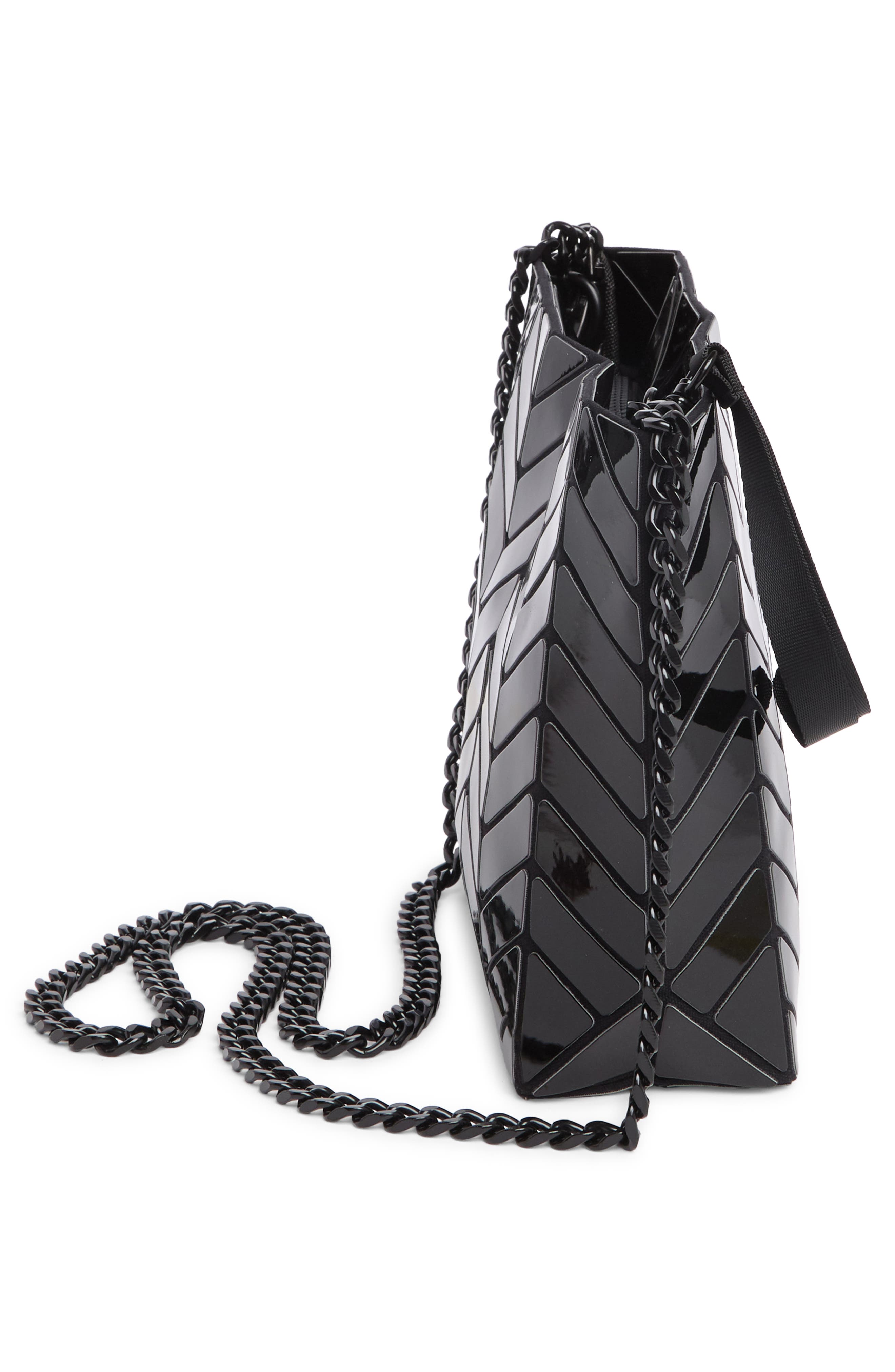 PATRIZIA LUCA Chevron Convertible Clutch, Alternate, color, Shiny Black