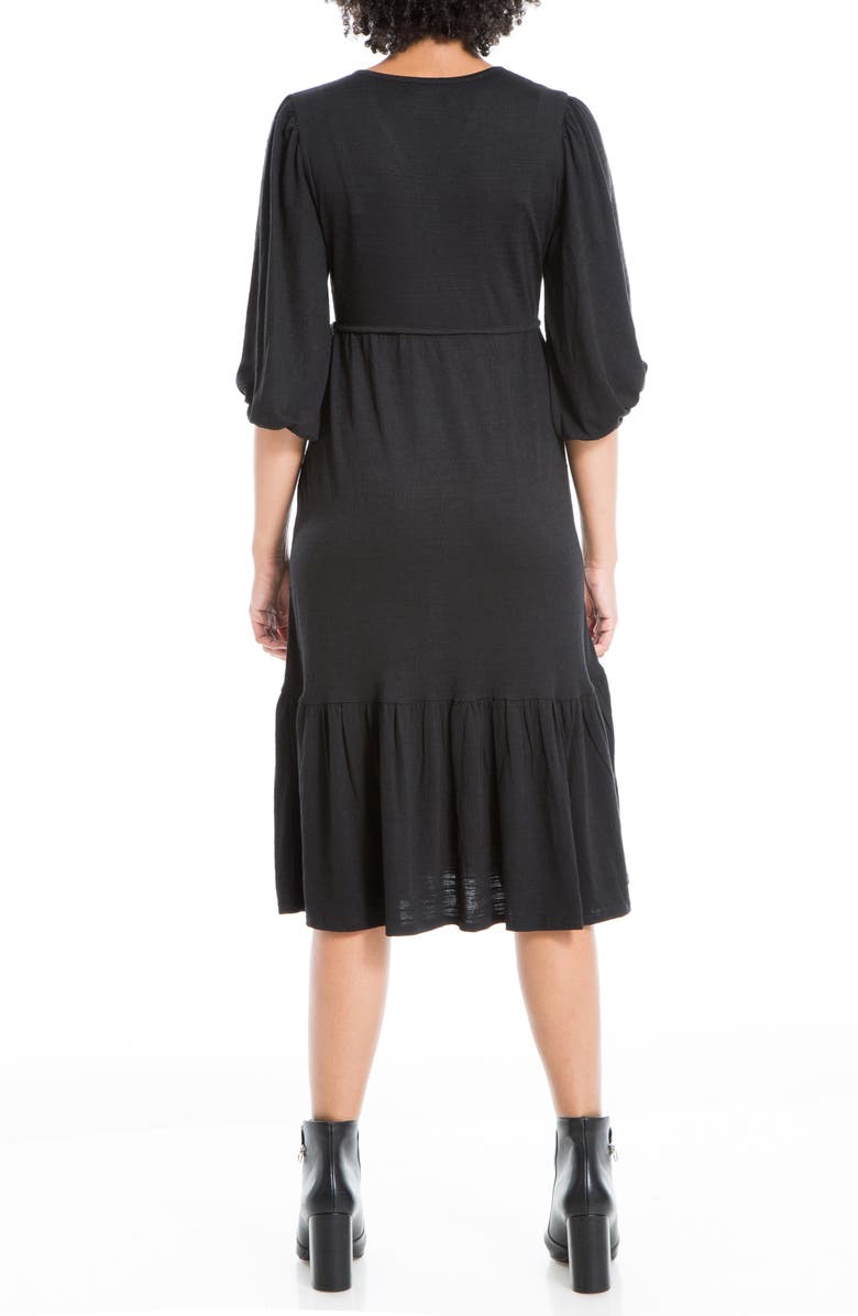 MAX STUDIO Elbow Length Sleeve Crinkled Jersey Wrap Dress, Alternate, color, 