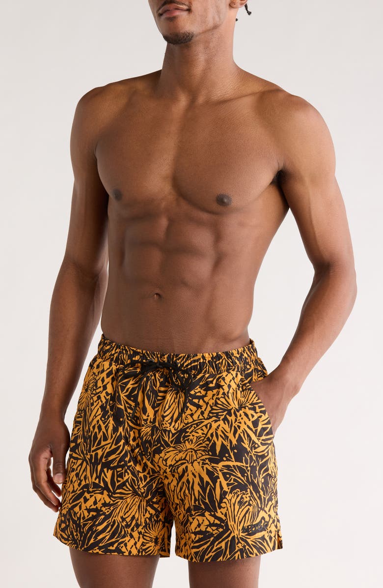 BOSS Calala Swim Trunks, Main, color, Bright Orange