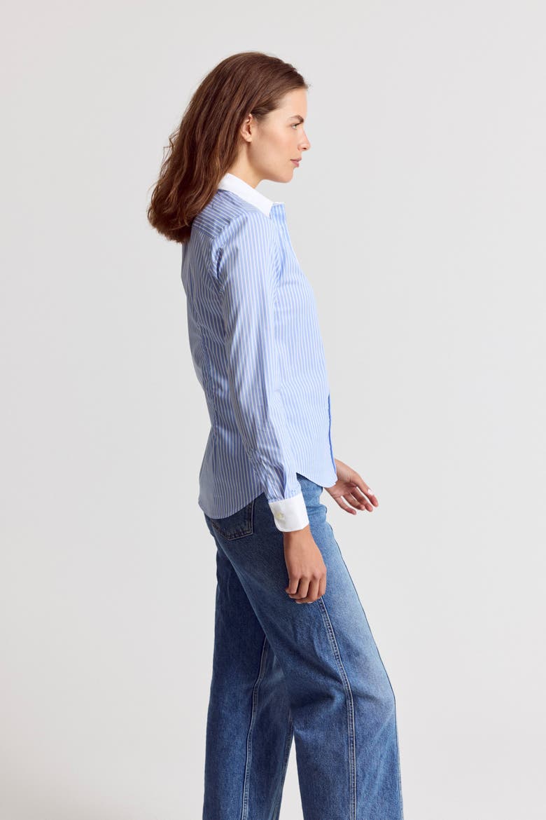 The Icon Shirt in Stripe, Alternate, color, Sky Blue/White Collar