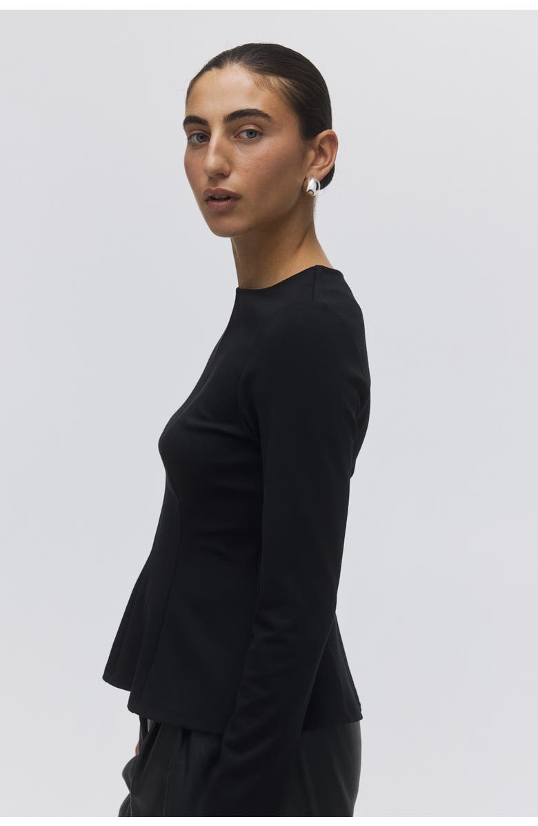 H&M Jersey Peplum Top, Alternate, color, Black