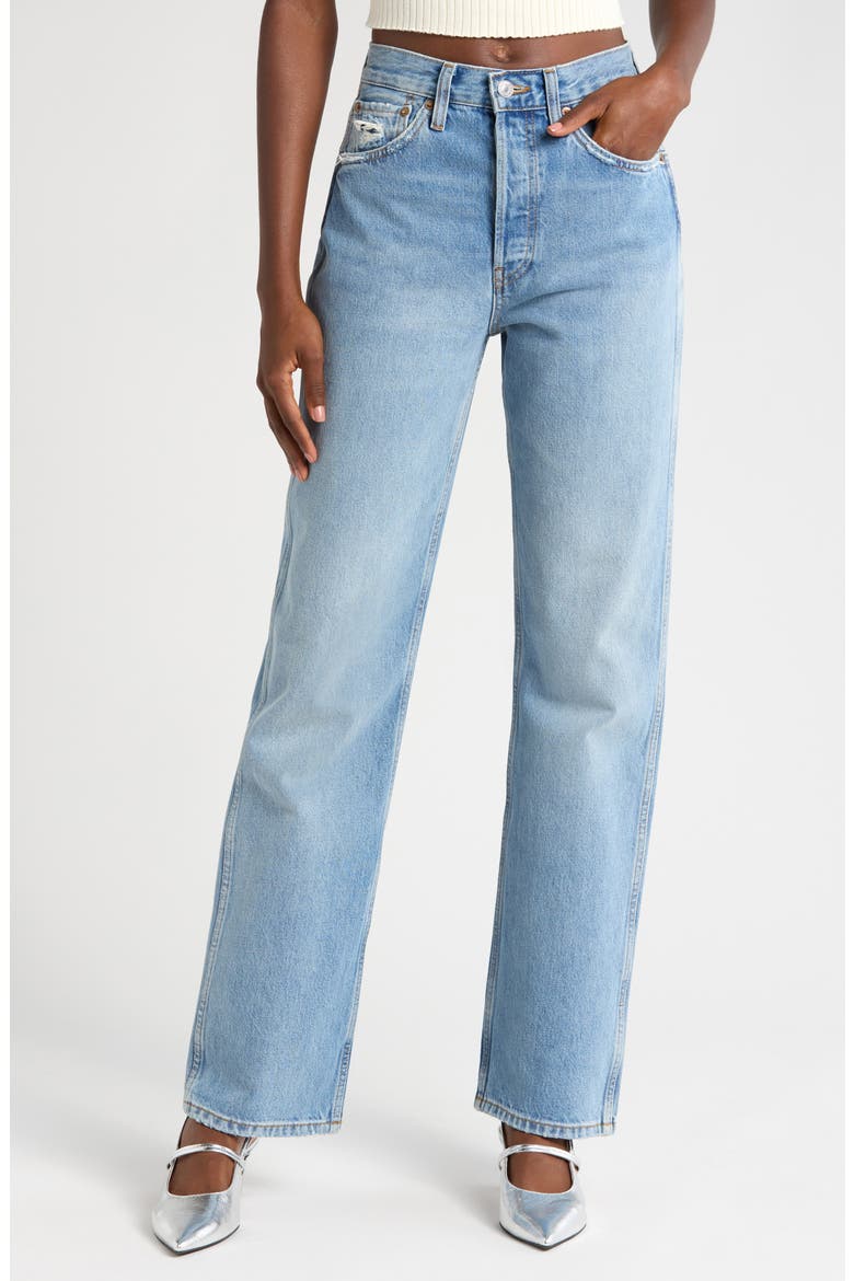 Originals High Waist Loose Jeans, Main, color, WORNBLUE