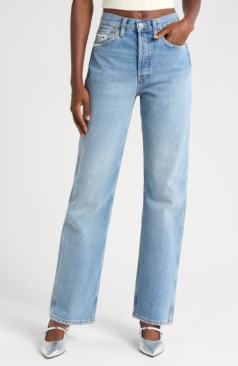 リダンRe/Done High Rise Straight Cuffed Re/done 90s High-Rise Rigid Straight Jeans | Saks Fifth Avenue