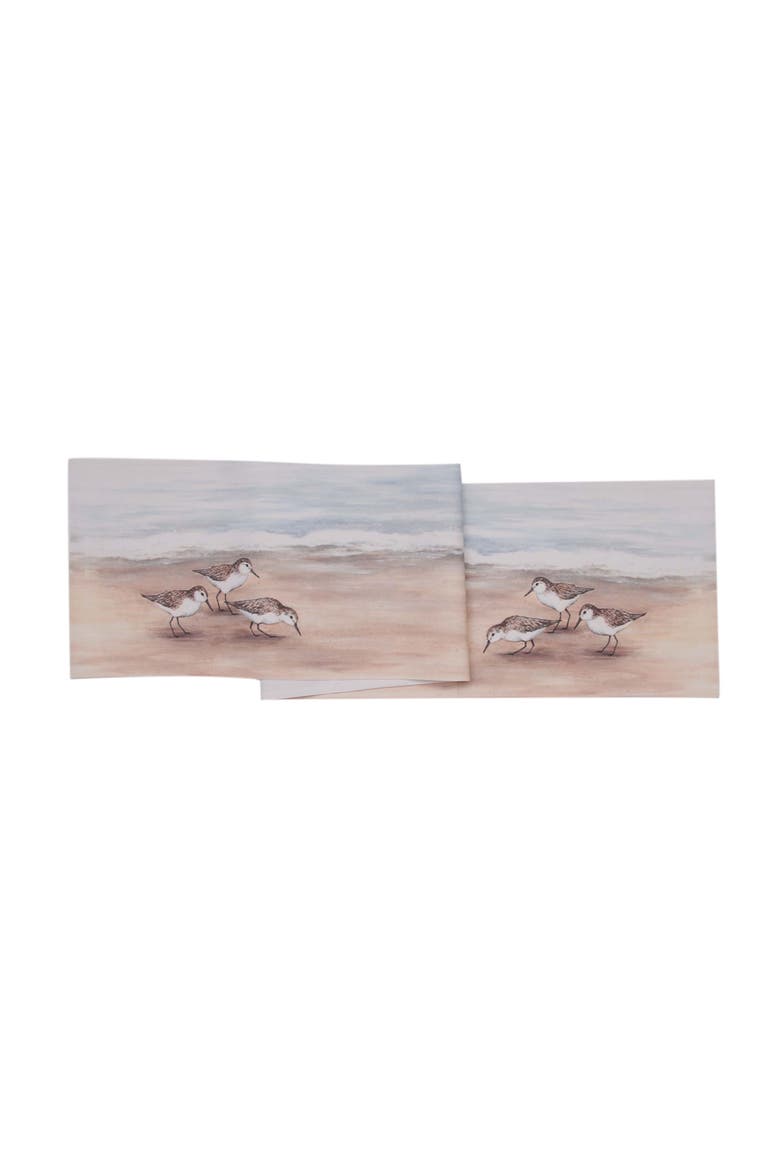 Sandpiper Coastal Shores Graphic Print Machine Washable Table Runner 14" x 72", Main, color, Brown