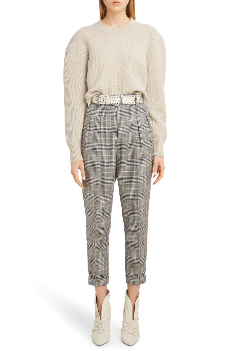 Isabel Marant Linen & Silk Blend Pleated Pants, Alternate, color, 