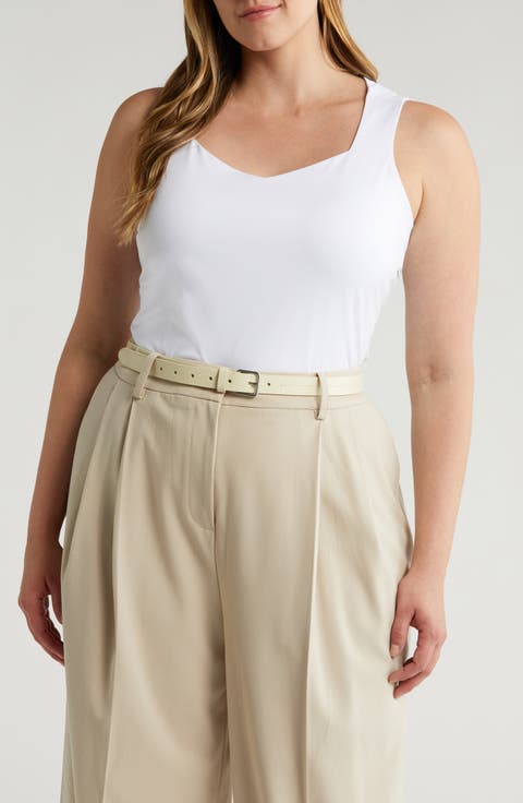 Sleeveless Sweetheart Neck Knit Shell (Plus)