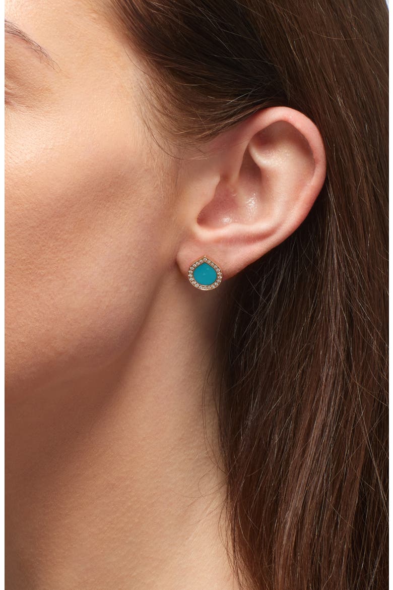 Antifer Turquoise & Diamond Pavé Stud Earring, Alternate, color, TURQUOISE
