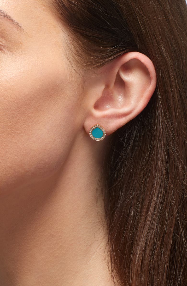 REPOSSI Antifer Turquoise & Diamond Pavé Stud Earring, Alternate, color, Turquoise