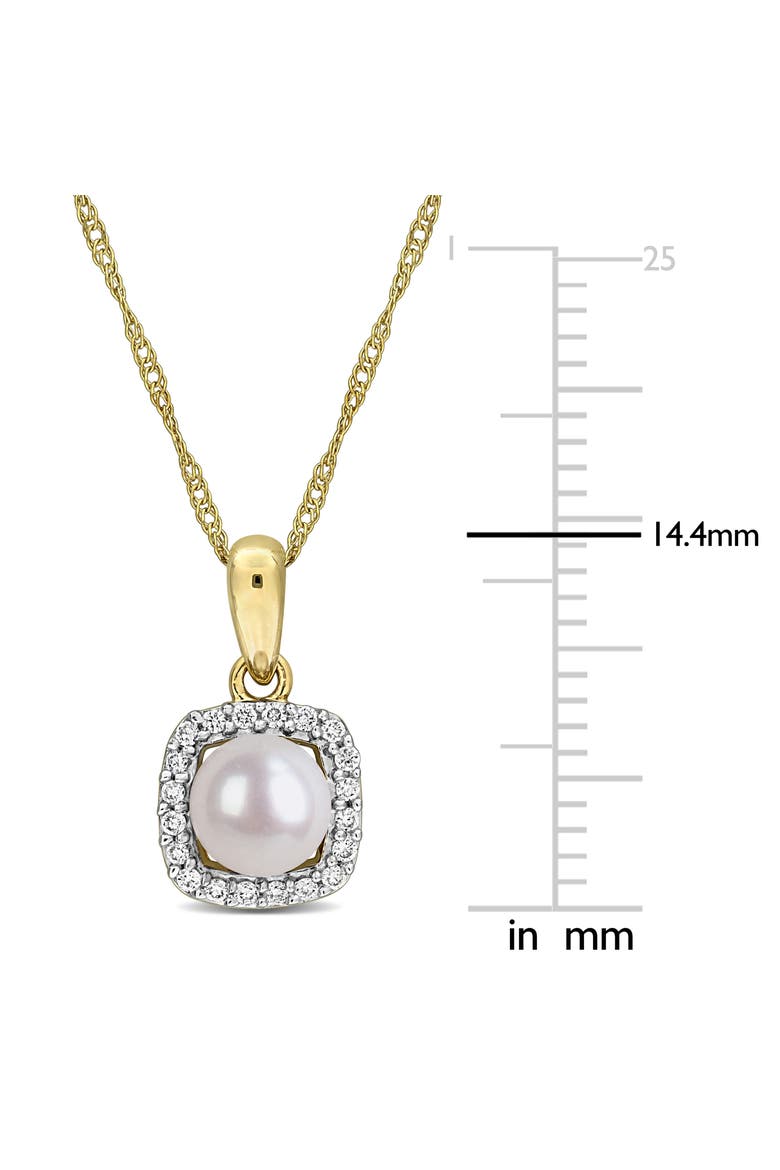 Cultured Pearl & Lab-Grown Diamond Halo Necklace 10k, Alternate, color, Pearl