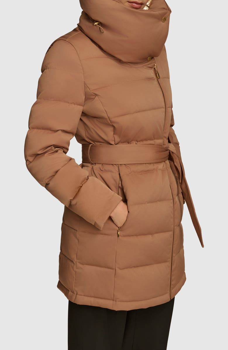 Donna Karan New York Water Resistant Belted Puffer Coat, Alternate, color, Antiq.gold
