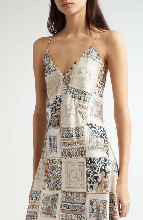 Eleventy Tile Print Linen Slipdress In Sand