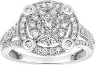 LuvMyJewelry Nebula 14K Gold Round Diamond Studded Halo Cluster Ring - 1cts
