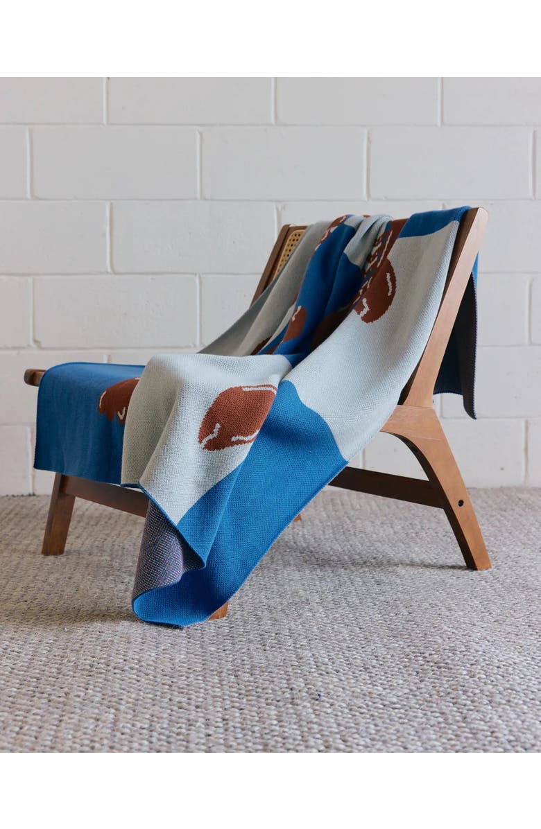 Biquette Lobster Tile Knit Throw Blanket, Alternate, color, Provincetown