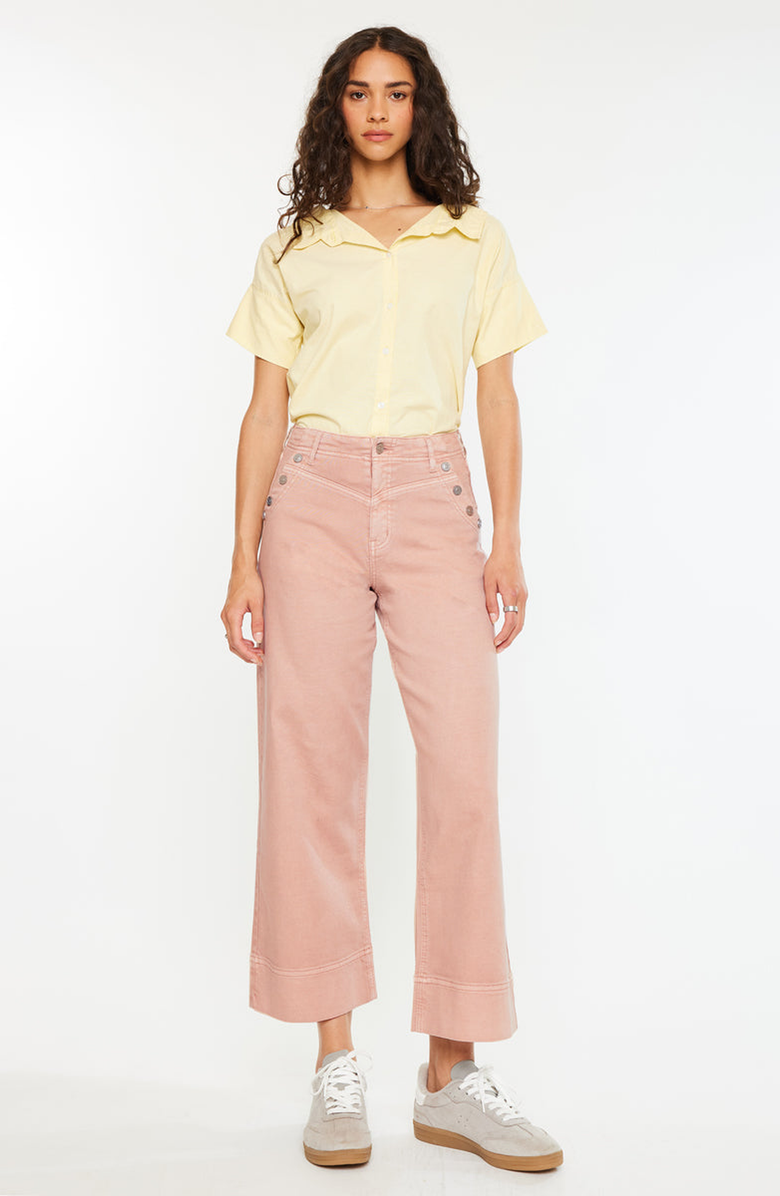 KanCan Peony High Rise Crop Wide Leg Jeans, Alternate, color, Dusty Rose