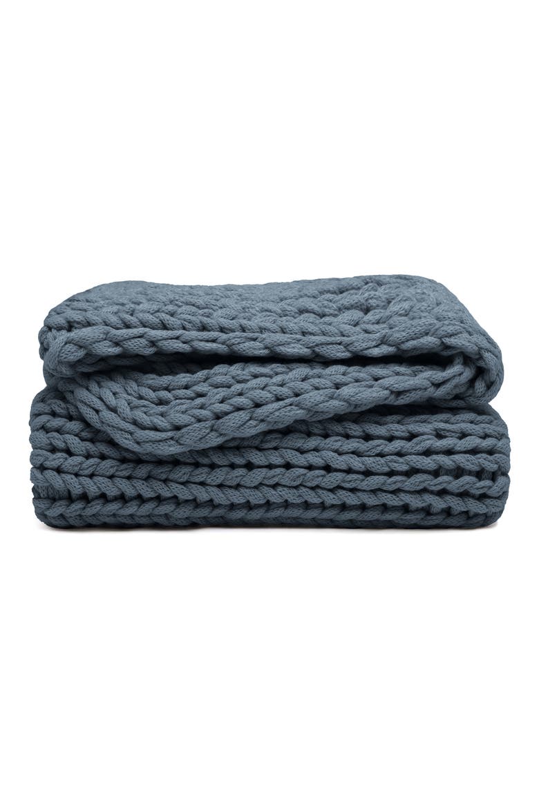 Chunky Knit Throw Blanket, Main, color, STONE