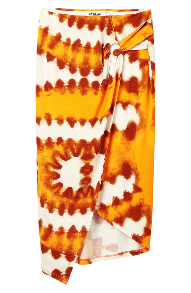 Desigual Tie Dye Wrap Midi Skirt, Alternate, color, 