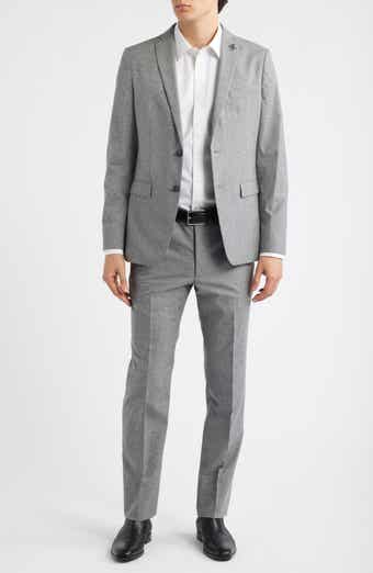 Varick Slim Fit Grey Mélange Wool & Cotton Blend Suit