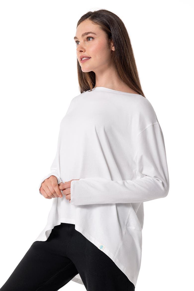 Women's West Palm Drape Long Sleeve T-Shirt, UPF 50+ Sun Protection, Alternate, color, White