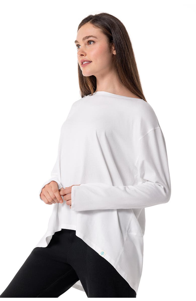 Coolibar Women's Drape Long Sleeve T-Shirt - UPF 50+ Sun Protection - West Palm, Alternate, color, White