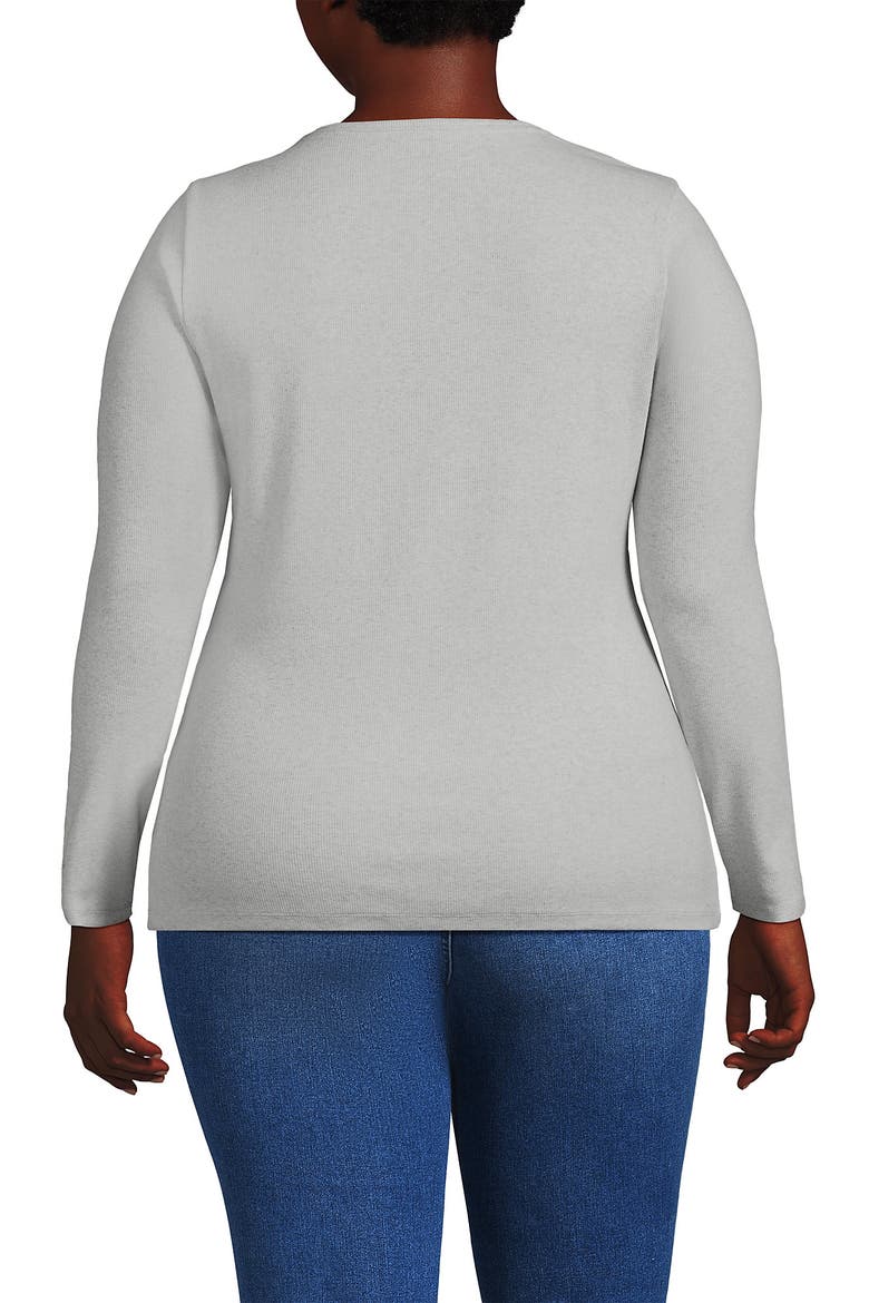 Plus Size Long Sleeve Micro Rib T-Shirt, Alternate, color, Soft Light Gray Heather