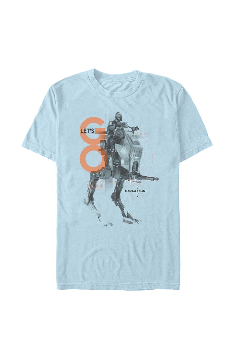 Star Wars: The Mandalorian and Grogu Men's Star Wars The Mandalorian and Grogu Let's Go Bounty AT-RT  Graphic T-Shirt, Main, color, Light Blue