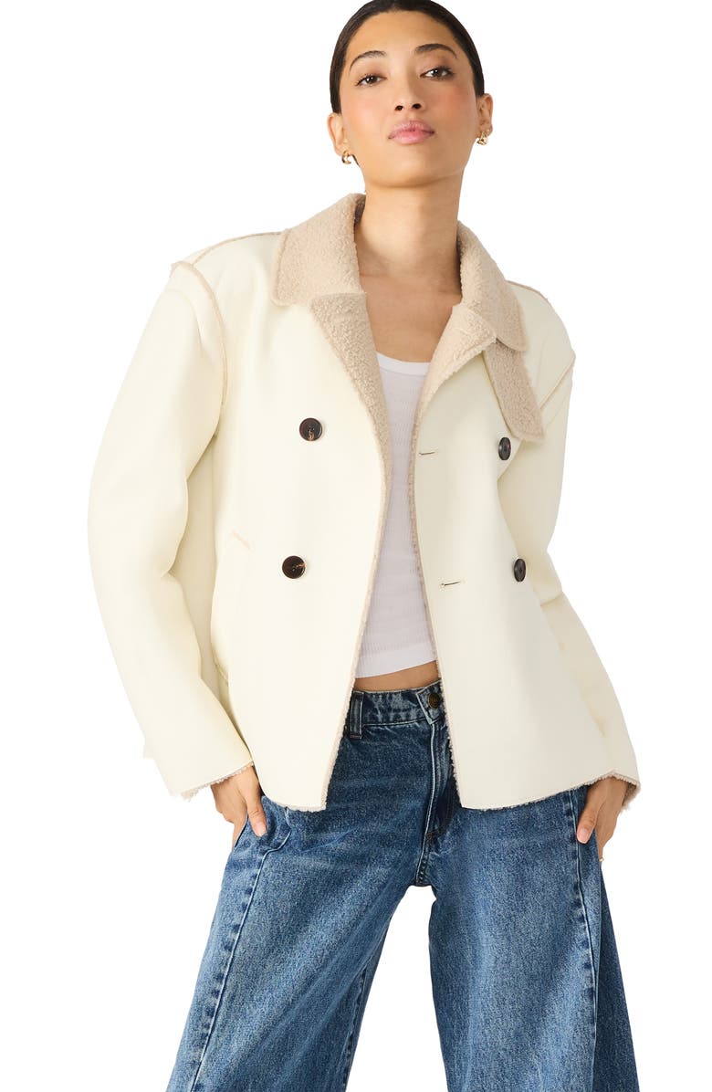 Steve Madden Liv Faux Shearling Coat, Alternate, color, Cream