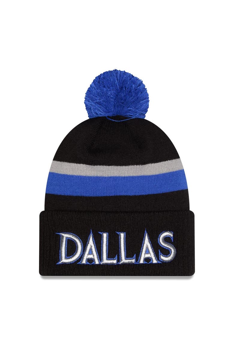 Men's New Era Black/Blue Dallas Mavericks 2025/26 City Edition Cuffed Knit Hat with Pom, Main, color, Black
