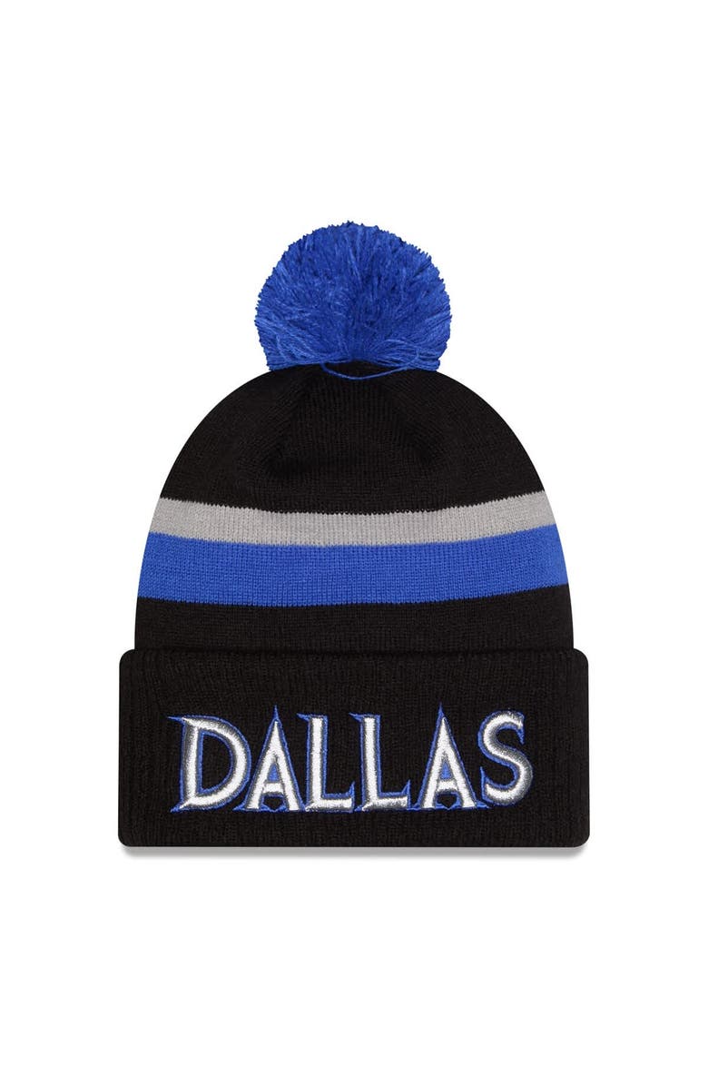 New Era Men's New Era Black/Blue Dallas Mavericks 2025/26 City Edition Cuffed Knit Hat with Pom, Main, color, Black