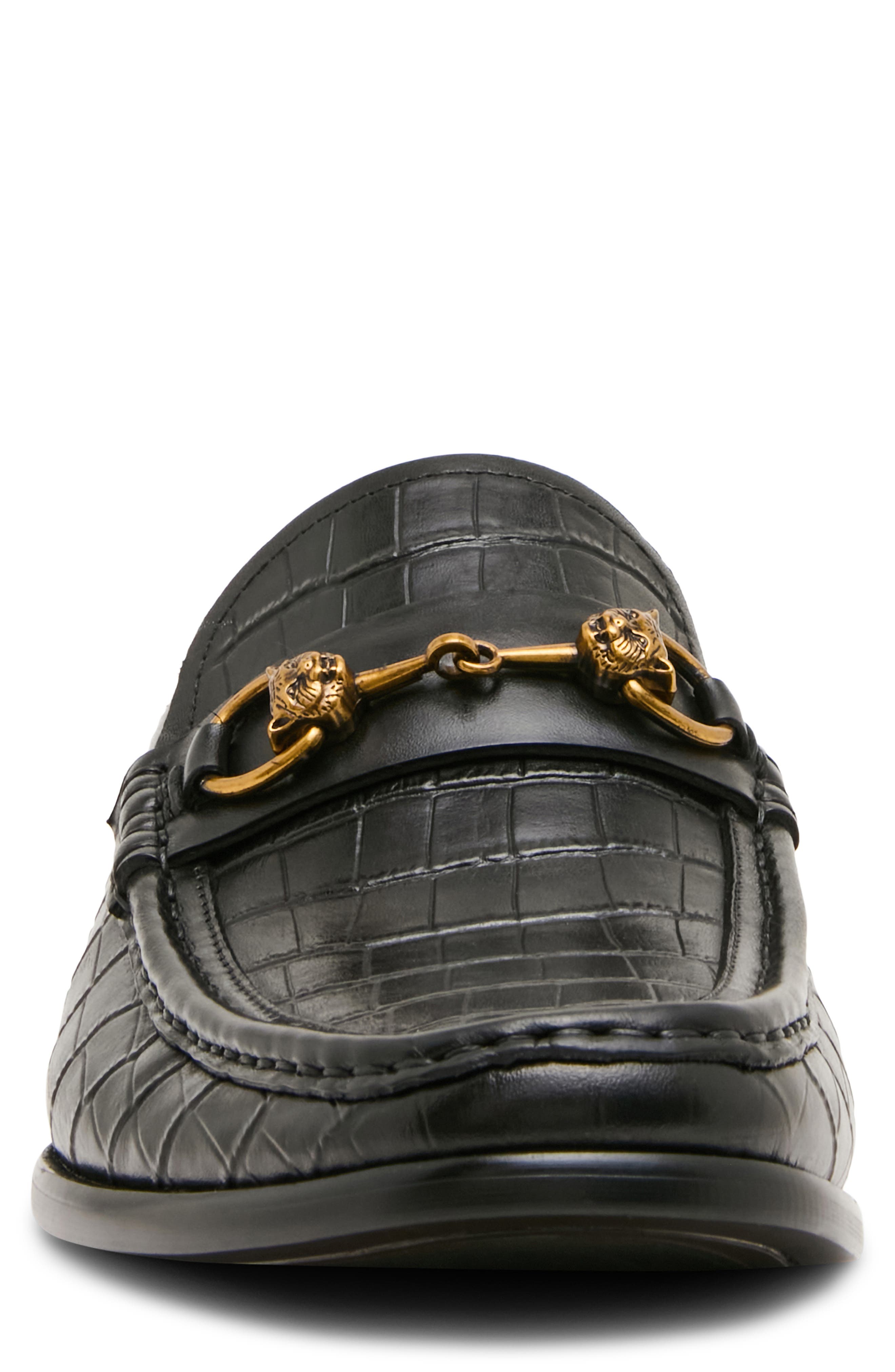 Brysin Croc Embossed Bit Loafer, Alternate, color, BLACK CROCO