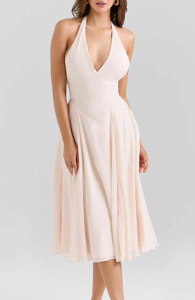 Solada Halter Georgette Midi Dress