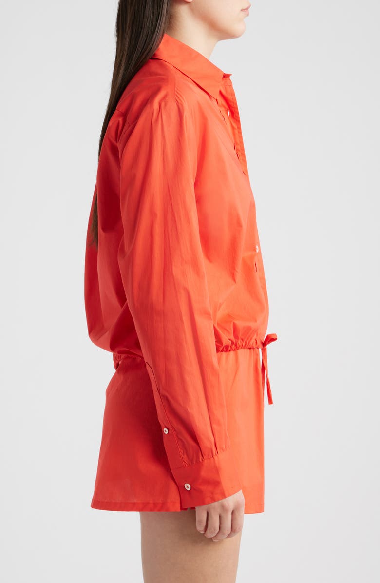 CISSA Cinch Waist Cotton Button-Up Shirt, Alternate, color, Poppy Red