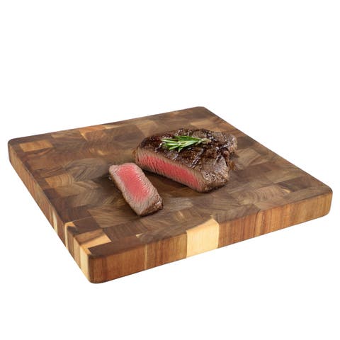 13.75 Inch Square Thick Acacia Wood Serving and Cutting Butcher Board