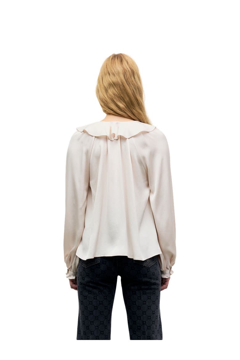 Lori Ruffle V-Neck Shirt, Alternate, color, Natural