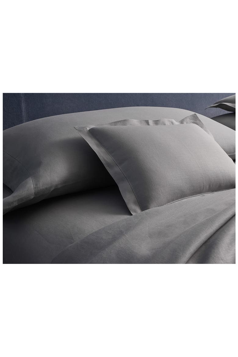 Roman Hemstitch Linen Flat Sheet, Alternate, color, WHITE