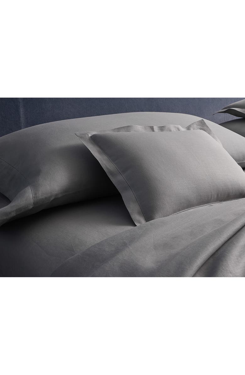 Matouk Roman Hemstitch Linen Flat Sheet, Alternate, color, White