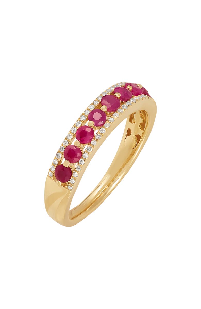 Frankie & Zoe Diamond & Ruby Band Ring, Alternate, color, Yellow Gold
