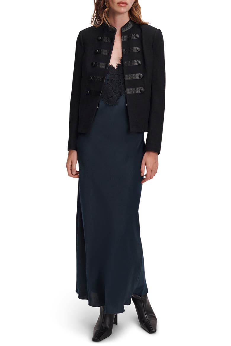 Ariana Lace Trim Slipdress, Alternate, color, NAVY