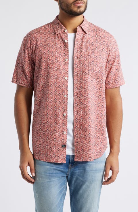 Carson Floral Short Sleeve Stretch Linen Blend Button-Up Shirt