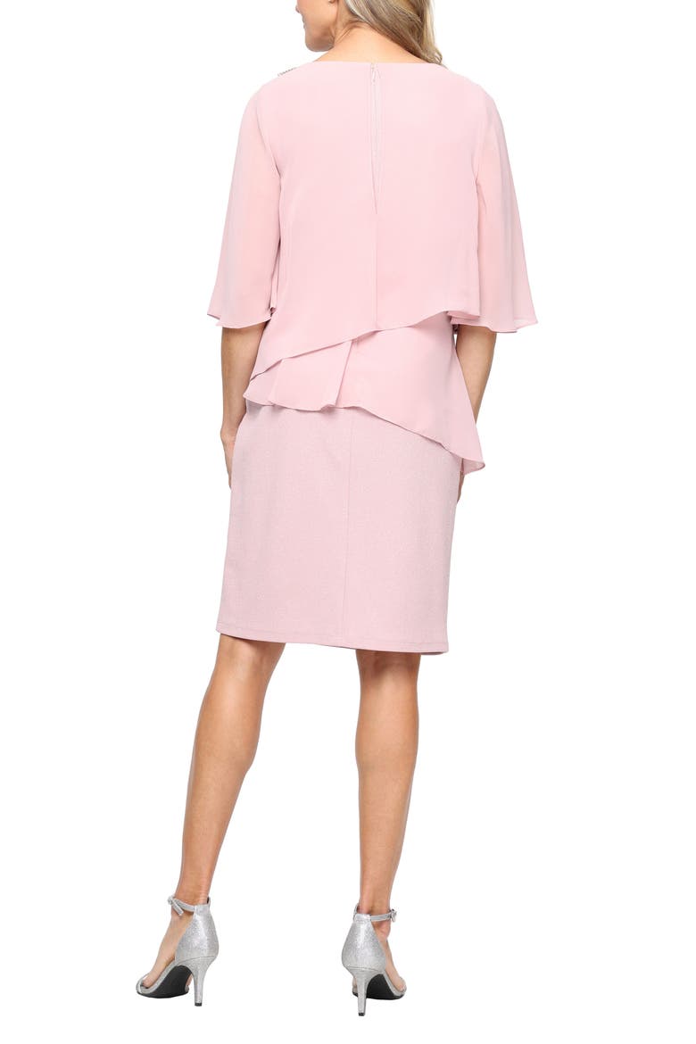 Tiered Glitter Chiffon Sheath Dress, Alternate, color, BLUSH